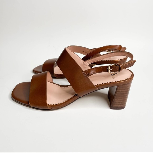 J. Crew Shoes - J. Crew Brown Leather Double Strap Heeled Sandals 6.5